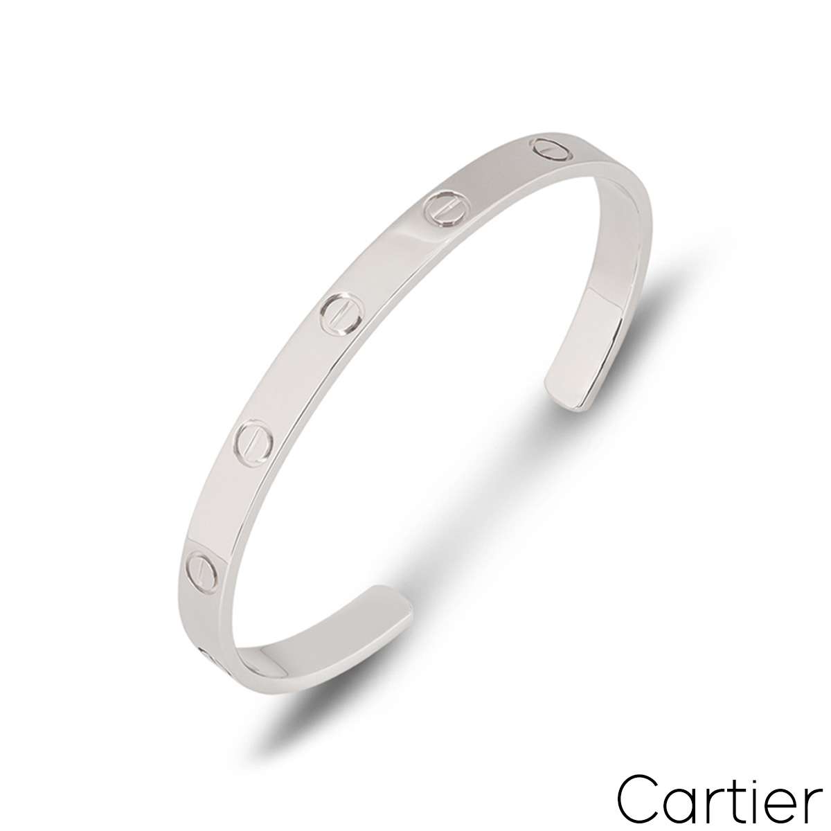 Cartier White Gold Plain Love Cuff Bracelet Size 18 B6032518 Cartier White Gold Plain Love Cuff Bracelet Size 18 B6032518